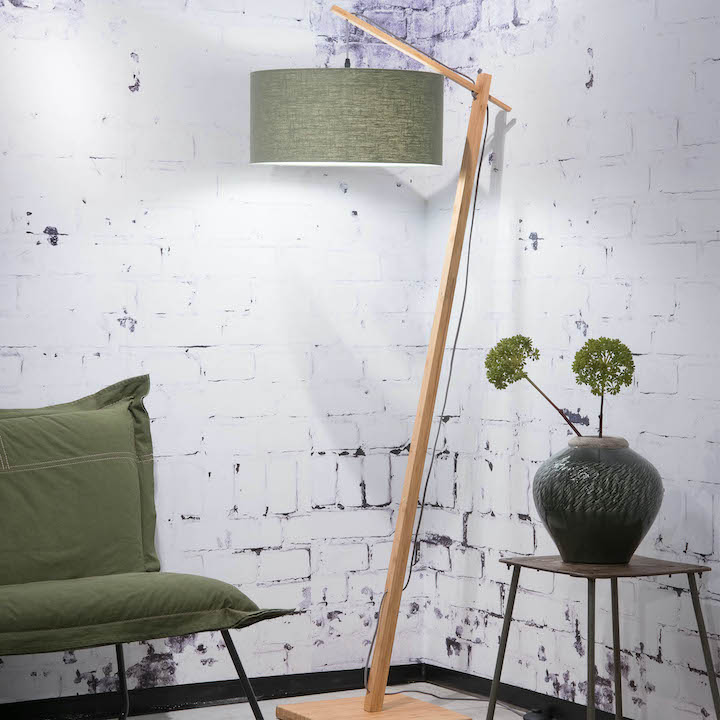 Vloerlamp Andes Bamboo H176 cm.kap Green Forest thumbnail hover image