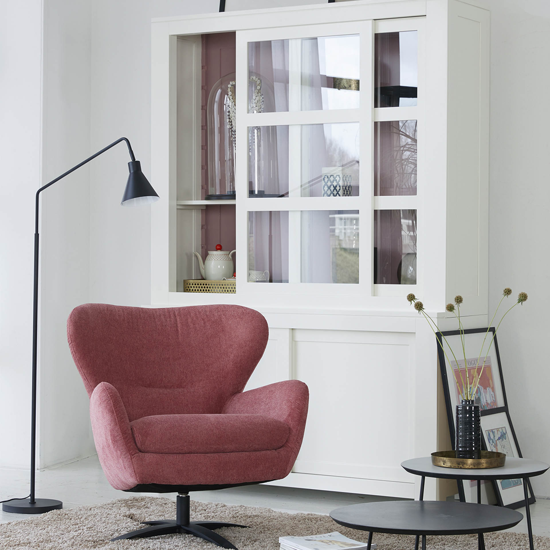 Vitrinekast Anne 4-deurs wit thumbnail hover image