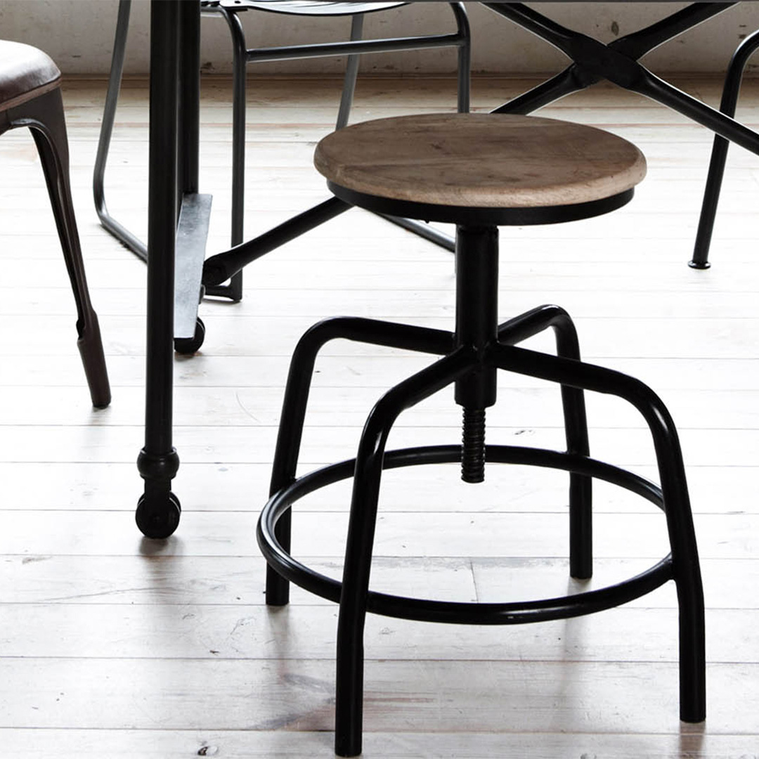 IJzeren krukje zwart Denver opdraaibaar thumbnail hover image