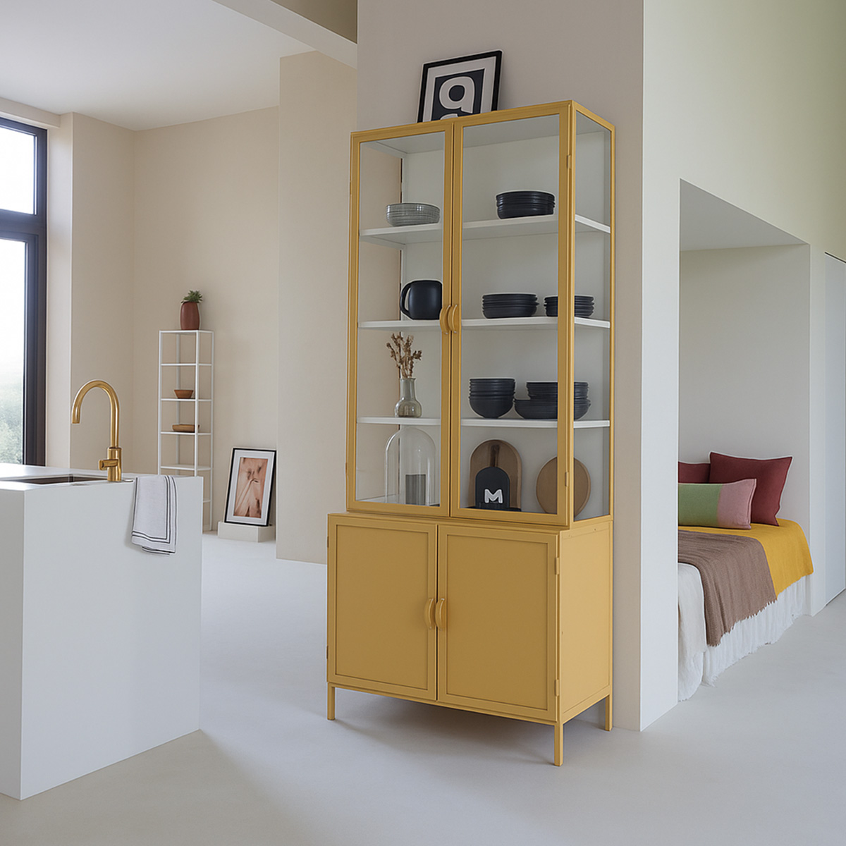 New Routz - Vitrinekast Detroit Small Mosterd.Zand thumbnail hover image