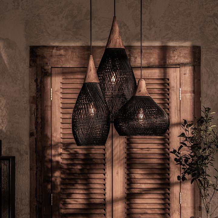 Hanglamp Horn Medium Black H67.5xDsn. 27cm thumbnail hover image