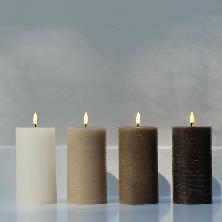 LED pillar candle brown thumbnail hover image