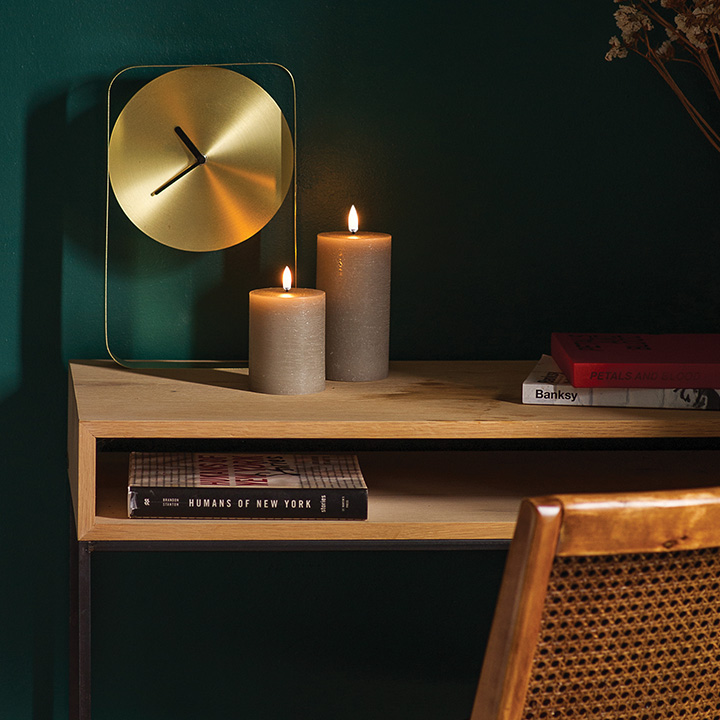 LED pillar candle sandstone thumbnail hover image