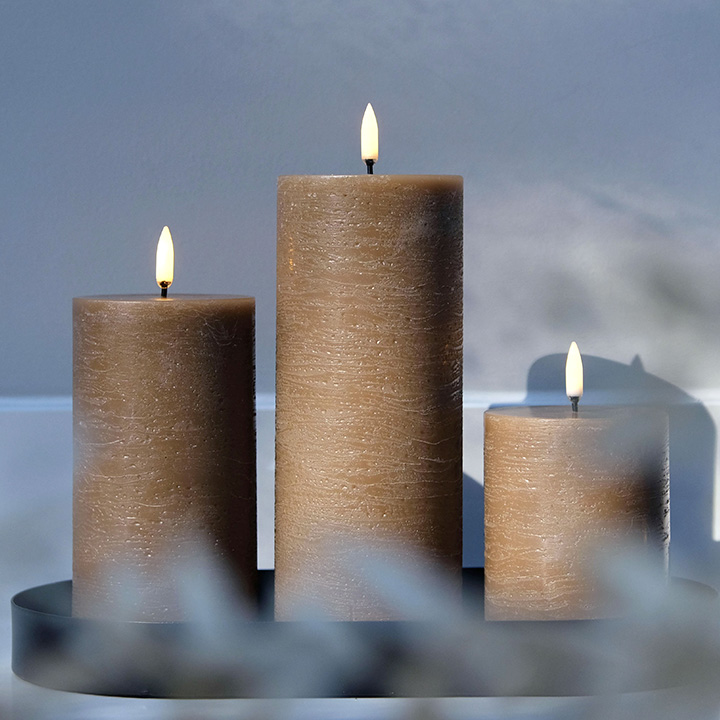 LED pillar candle sandstone thumbnail hover image