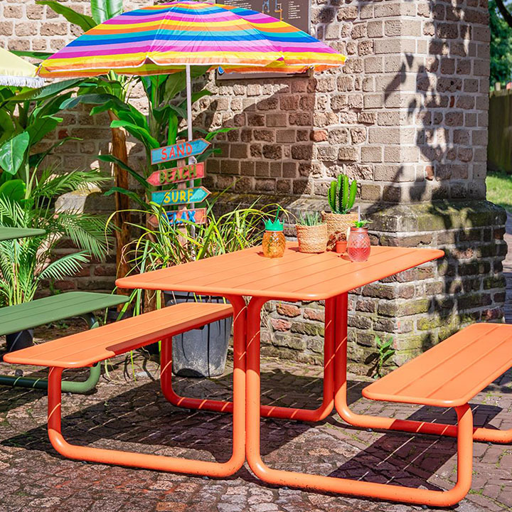 Metal Garden picknicktafel oranje thumbnail hover image