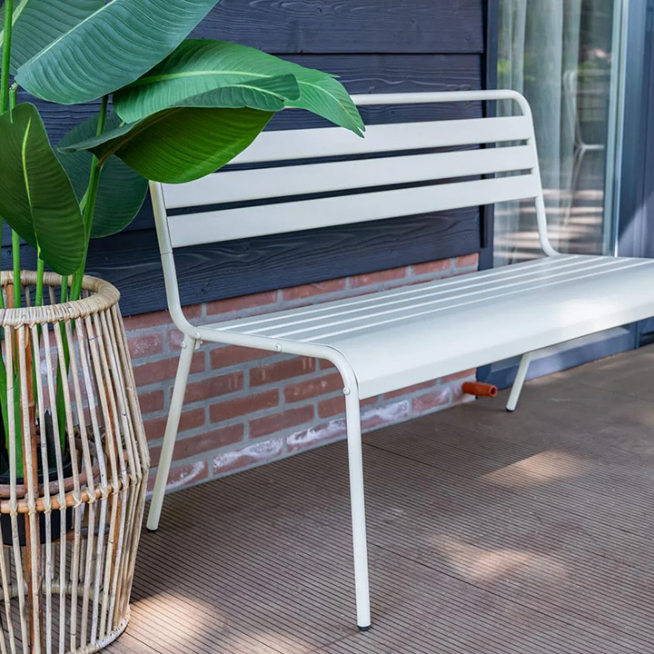 Metal Garden tuinbank met rug ivoor thumbnail image